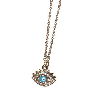 *New* 18K Gold Plated Evil Eye Cubic Zirconia Pendant Necklace Fine Jewelry 🧿